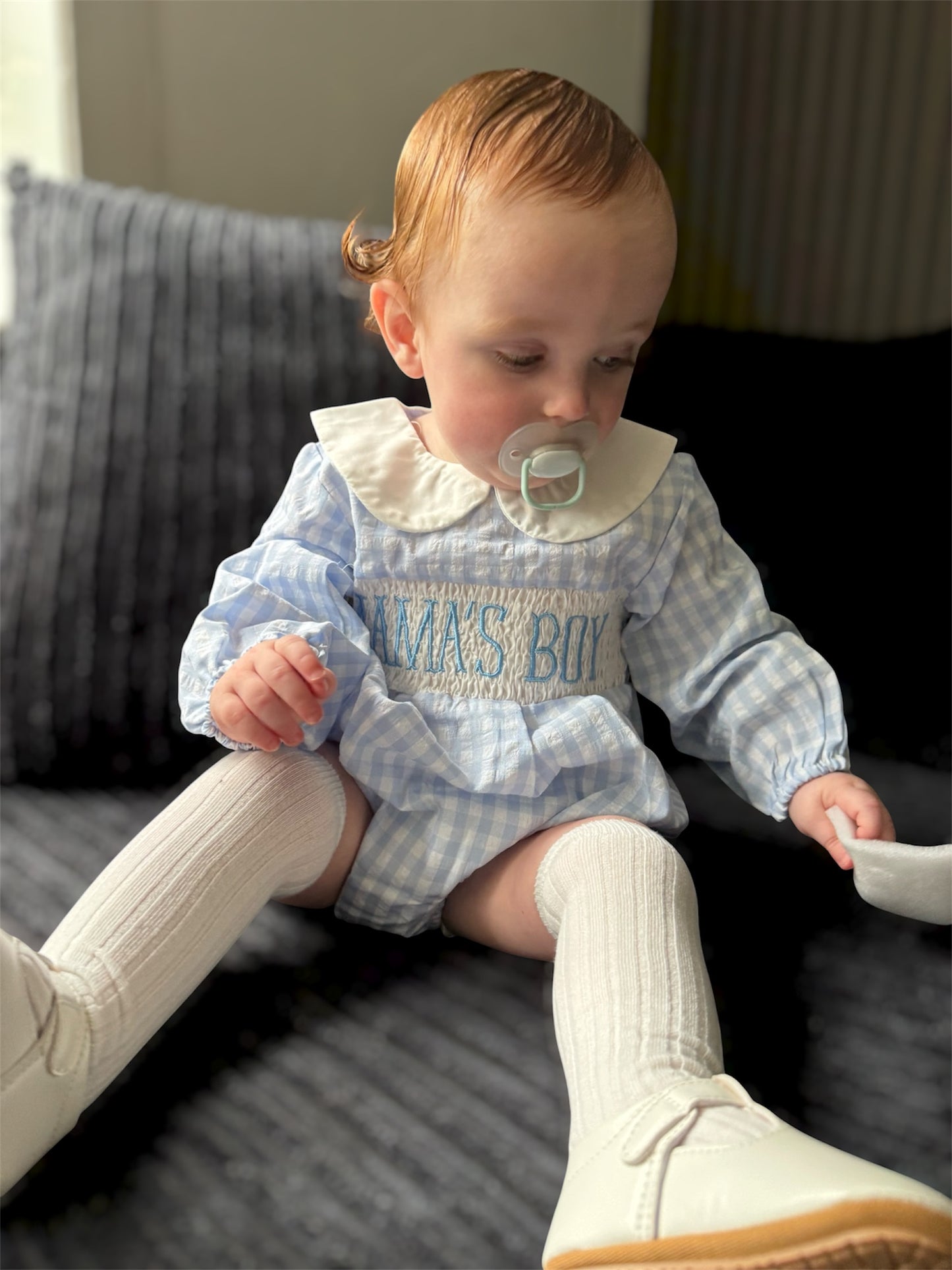 Mama’s boy romper🩵