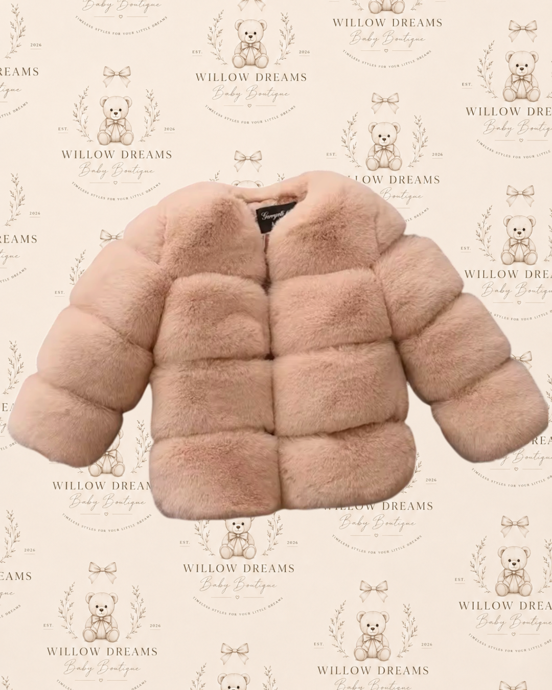 Beige chunky Teddy faux fur coats