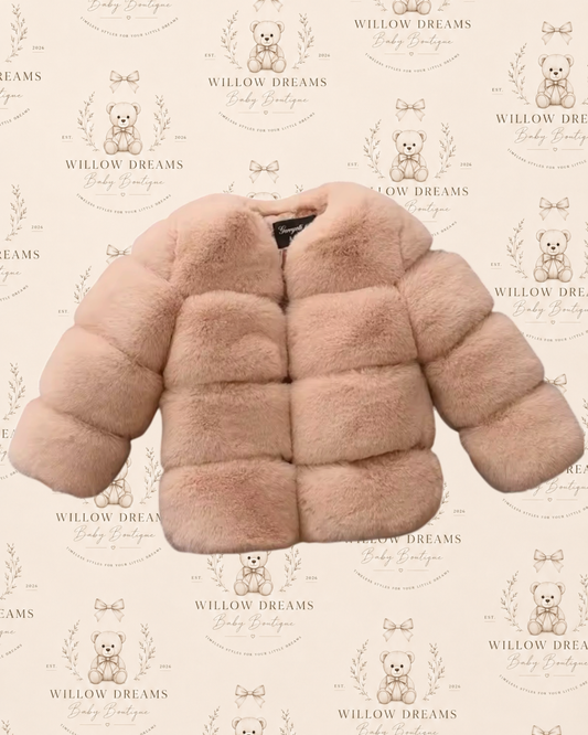 Beige chunky Teddy faux fur coats