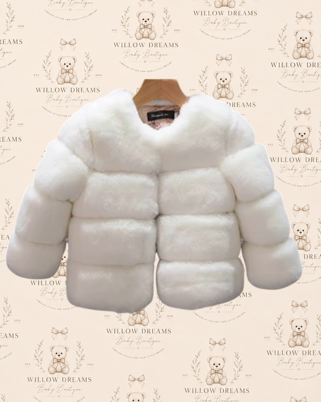 White chunky teddy faux fur coat