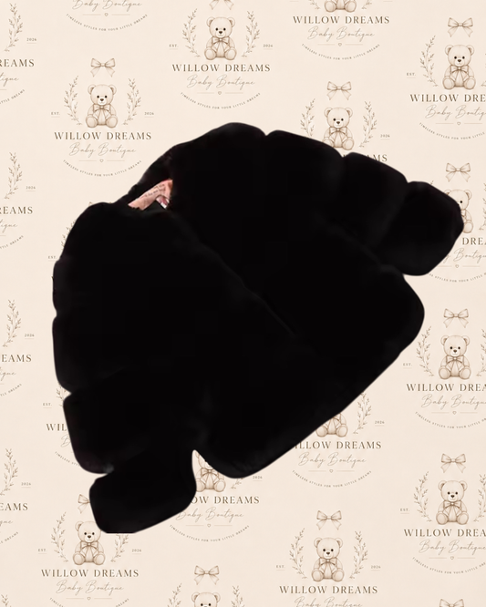 Black chunky teddy faux fur coat