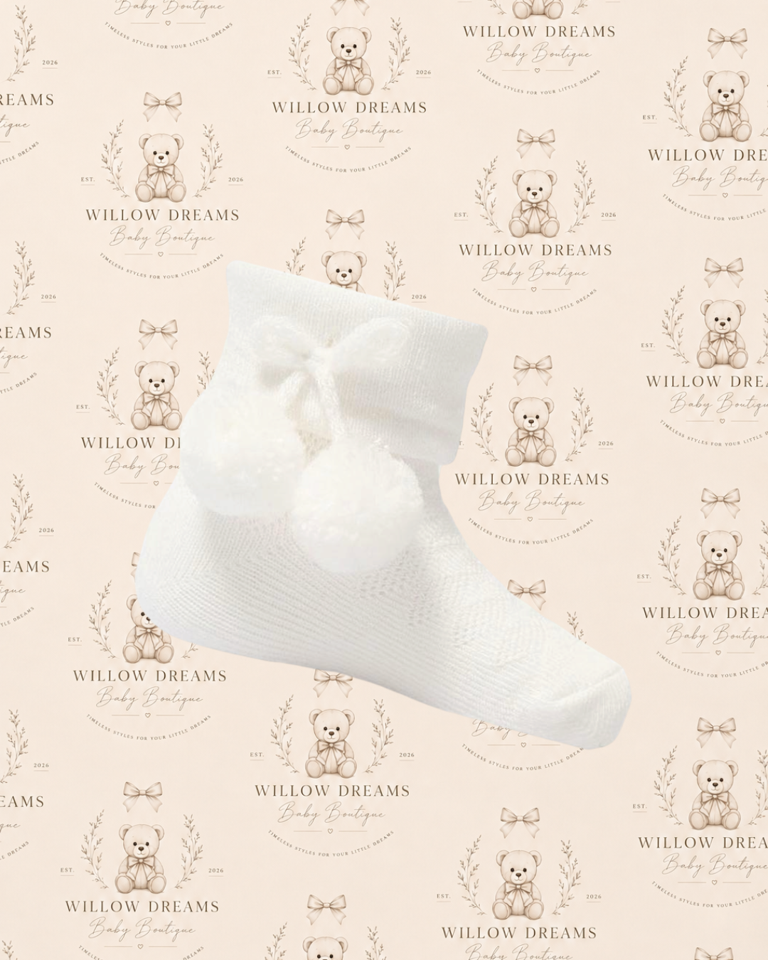 Pom Pom socks white