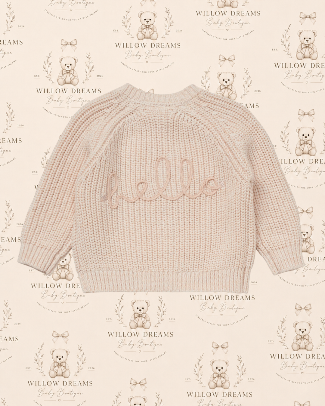 Cream “hello” cardigan