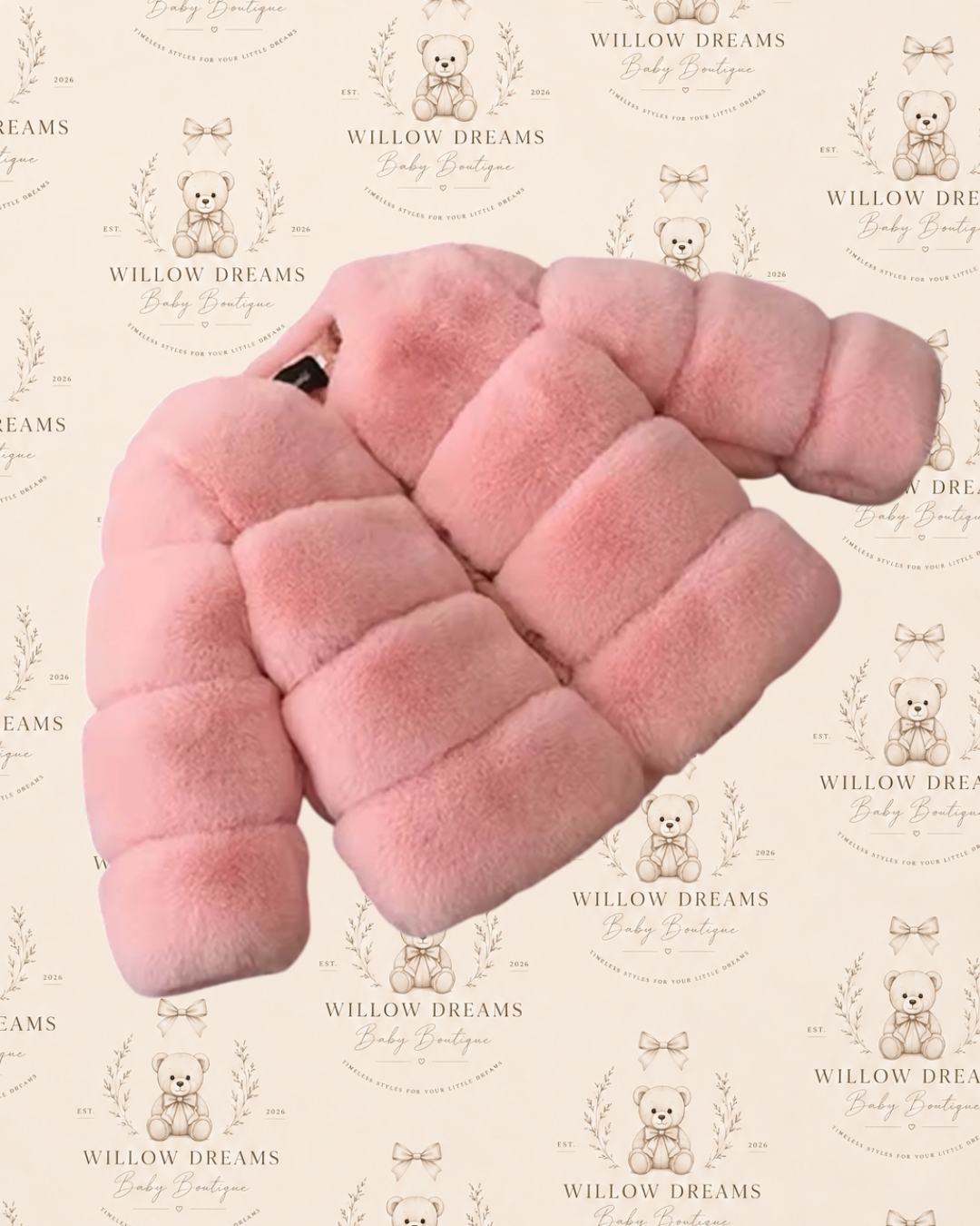 Pink chunky teddy faux fur coat
